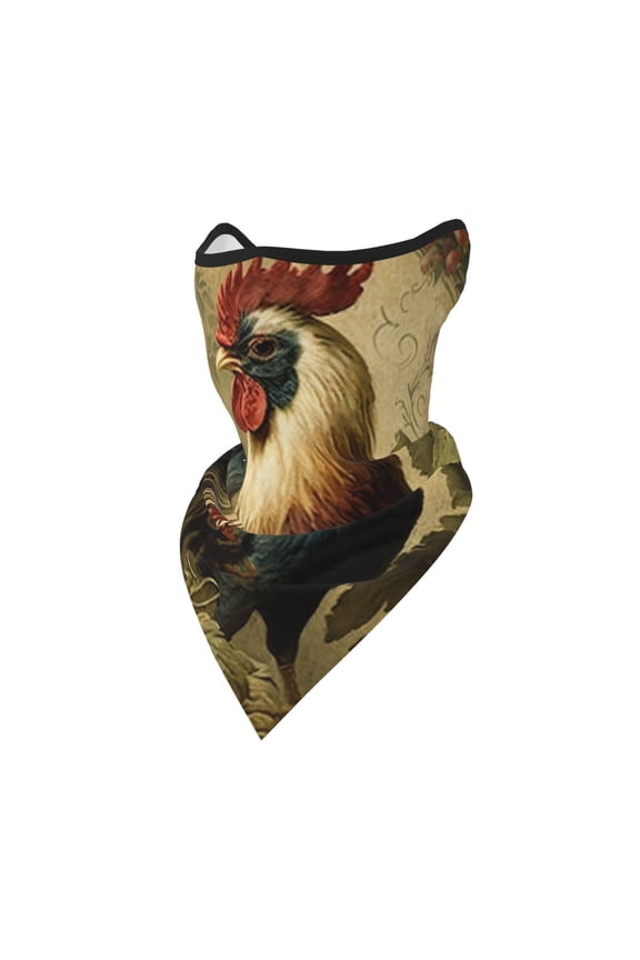 Windproof Sports Face Mask Protection Mesh Breathable Balaclava for Outdoor Activities, Rooster Vintage Art