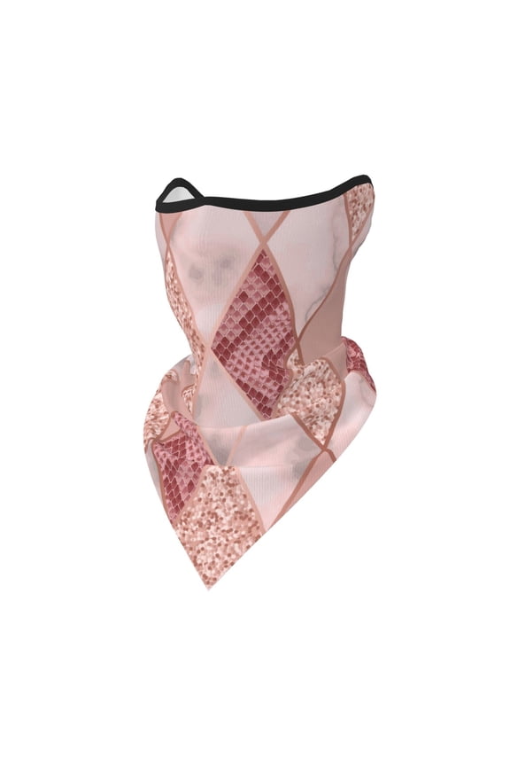 Windproof Sports Face Mask Protection Mesh Breathable Balaclava for Outdoor Activities, Rose Gold Marble Snakeskin Geometric