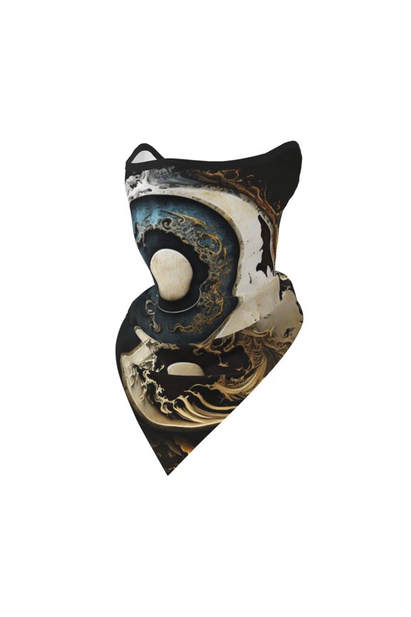 Windproof Sports Face Mask Protection Mesh Breathable Balaclava for Outdoor Activities, Round Cool Art Oriental Symbol