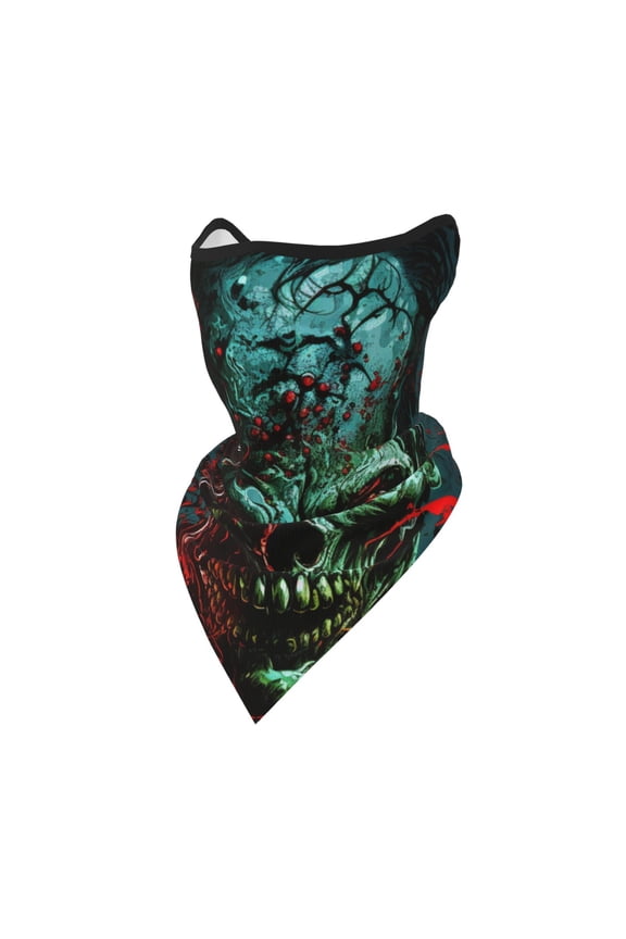 Windproof Sports Face Mask Protection Mesh Breathable Balaclava for Outdoor Activities, Skull Ghost Zombies Head Red Eyes Cool