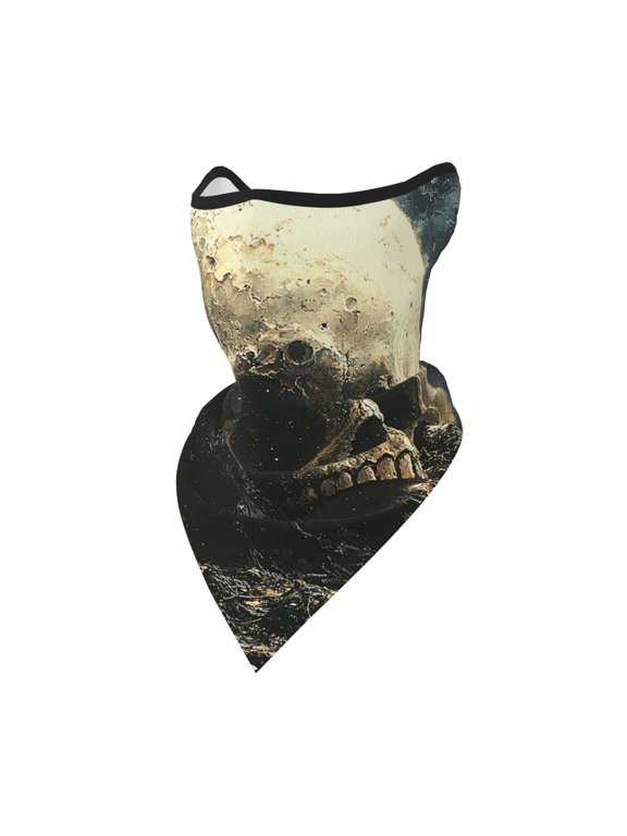 Windproof Sports Face Mask Protection Mesh Breathable Balaclava for Outdoor Activities, Skull Horror Goth Moon Night