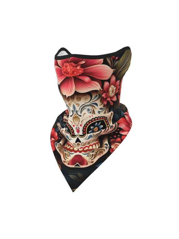 Windproof Sports Face Mask Protection Mesh Breathable Balaclava for Outdoor Activities, Skulls Gothic Day Of The Dead Art
