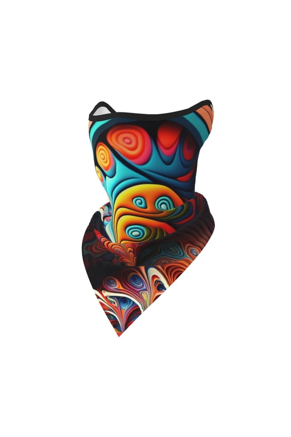 Windproof Sports Face Mask Protection Mesh Breathable Balaclava for Outdoor Activities, Swirls Mushroom Psychedelic