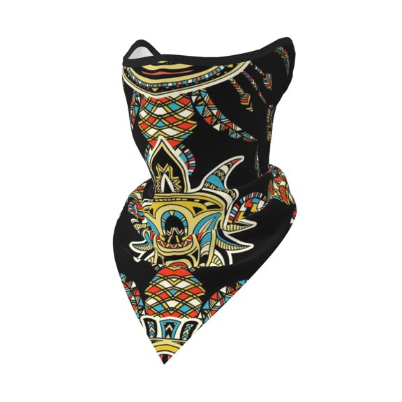 Windproof Sports Face Mask Protection Mesh Breathable Balaclava for Outdoor Activities, Tribal Head Geometric Ethnic