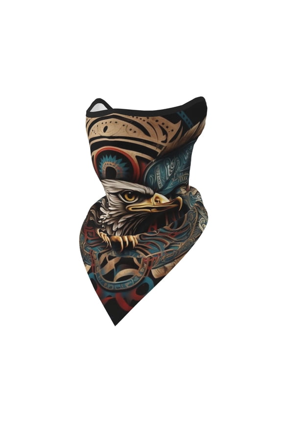 Windproof Sports Face Mask Protection Mesh Breathable Balaclava for Outdoor Activities, Tribal Native Eagle Symbols Black