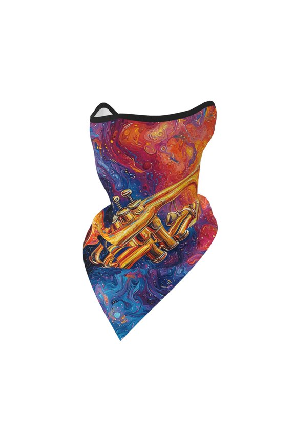 Windproof Sports Face Mask Protection Mesh Breathable Balaclava for Outdoor Activities, Trumpet Music Psychedelic