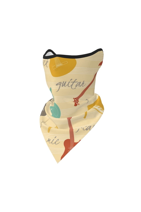 Windproof Sports Face Mask Protection Mesh Breathable Balaclava for Outdoor Activities, Vintage Musical Instruments Music