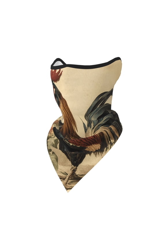 Windproof Sports Face Mask Protection Mesh Breathable Balaclava for Outdoor Activities, Vintage Rooster Art