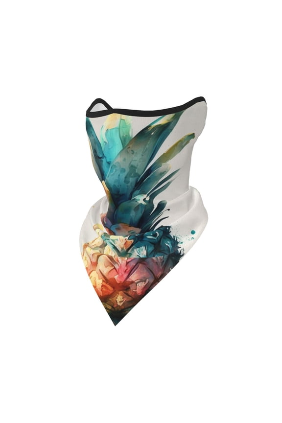 Windproof Sports Face Mask Protection Mesh Breathable Balaclava for Outdoor Activities, Watercolor Pineapple Art