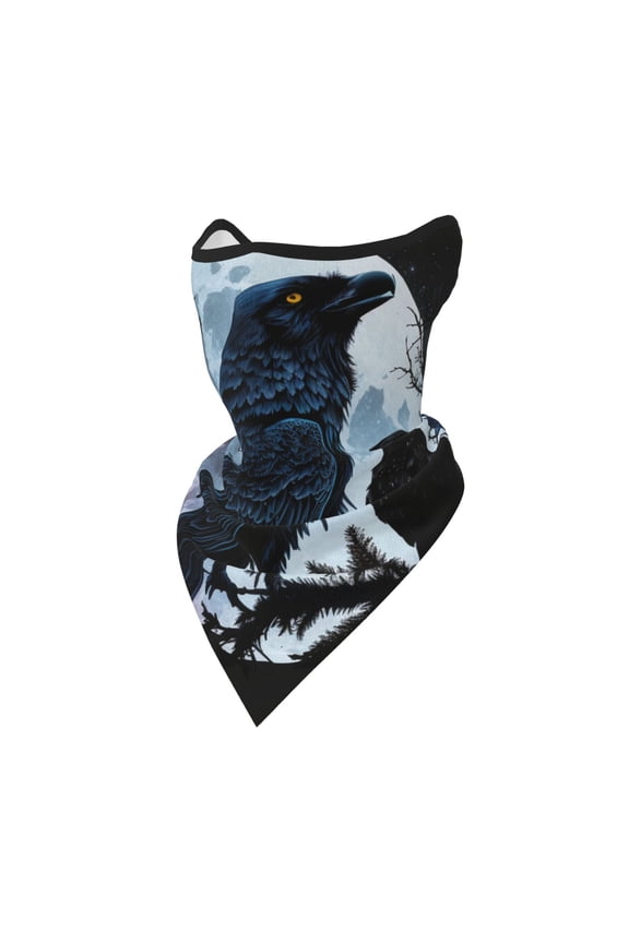 Windproof Sports Face Mask Protection Mesh Breathable Balaclava for Outdoor Activities, Wolf Raven Moonlight Moon Night