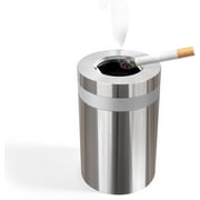 RVKXHD Windproof Stainless Steel Car Ashtray No Smell - 2.8x2.8x4.0 Inch Cup Holder Fit with Rotating Lid for Vehicle Travel, Featuring A Refined Textured Finish That Resists RustSilver Glossy Tall