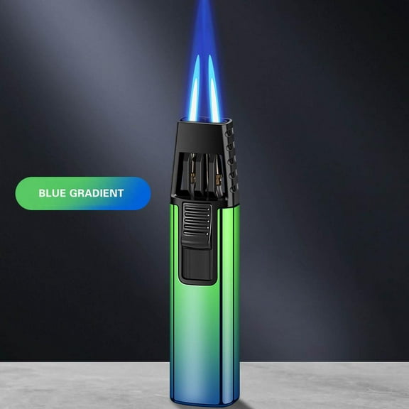 Windproof Straight Torch Blue Flame Lighter Butane Torch Turbine Torcher Inflatable Gas Windproof Lighter Refillable Butane Lighter For Outdoor BBQ Baking
