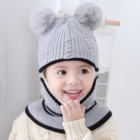 Windproof Thermal Knitted Hat for Kids Winter Ski Cycling Warm Hood with Earflaps and Scarf Trendy Hat Cute Travel Golf Sports Sun Hats Accessories