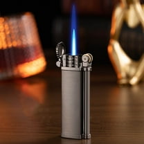 Windproof Torch Lighter - Adjustable Flame Refillable Butane Lighter BBQ Grill Fireplace Starter Candle Igniter Camping Gear Alloy Body Tool(A-Black)