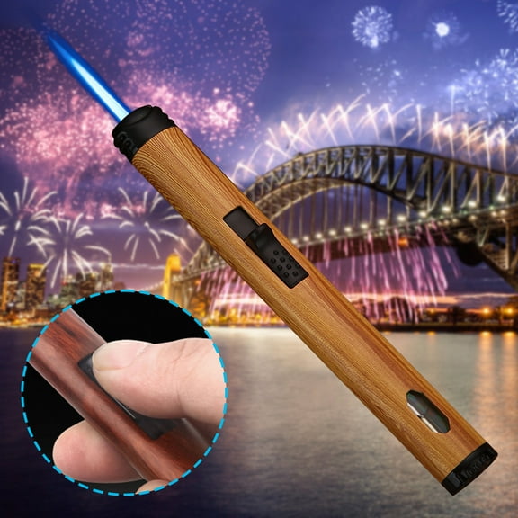 Windproof Torch Lighter Refillable Butane, High-Pressure Flame Adjustable for Cooking & Outdoor, 1300°C Heat Resistant with Safety Lock, Durable Metal & ABS Construction, Multi-Use Jet Flame Lighter