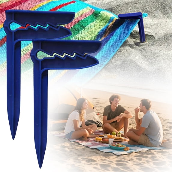 Windproof Towel Clips, 2-Pack Plastic Beach Towel Holders, Deep-Grip Clips for Securing Towels, Camping Mats & Fabrics