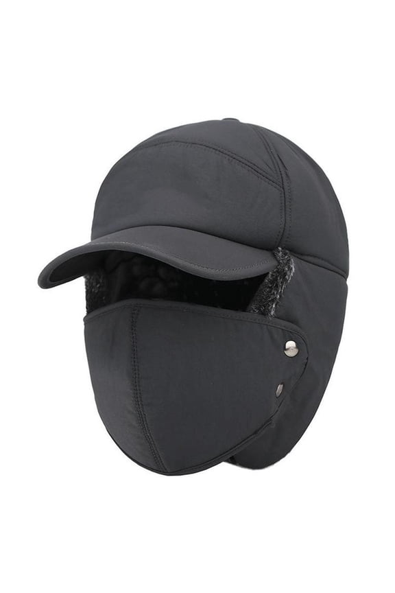 Windproof Trapper Hat with Removable Face Mask for Men and Women - Thermal Lined Winter Ear Flap Cap for Skiing, Motorcycling & Cold Weather Outdoor Activities(Dark Gray),Ccwuwei