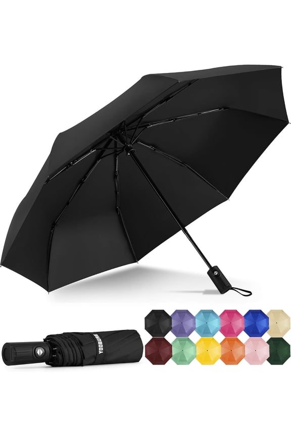 Windproof Travel Umbrella - Automatic Umbrellas for Rain, Compact Folding Umbrella with UV Protection, Lightweight Portable Design for Backpack/Walking/Car, Sun & Storm Ready