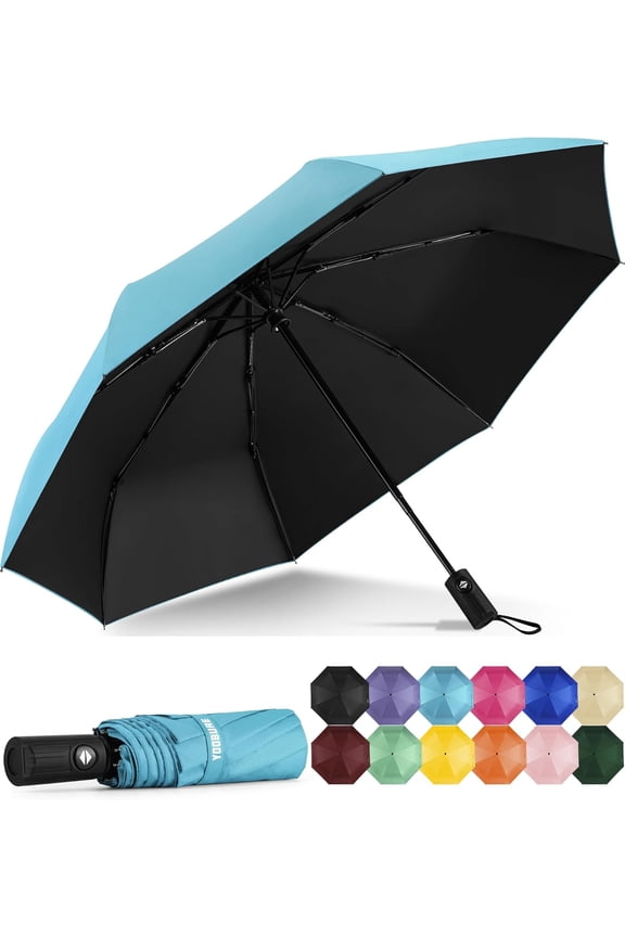 Windproof Travel Umbrella - Automatic Umbrellas for Rain, Compact Folding Umbrella with UV Protection, Lightweight Portable Design for Backpack/Walking/Car, Sun & Storm Ready