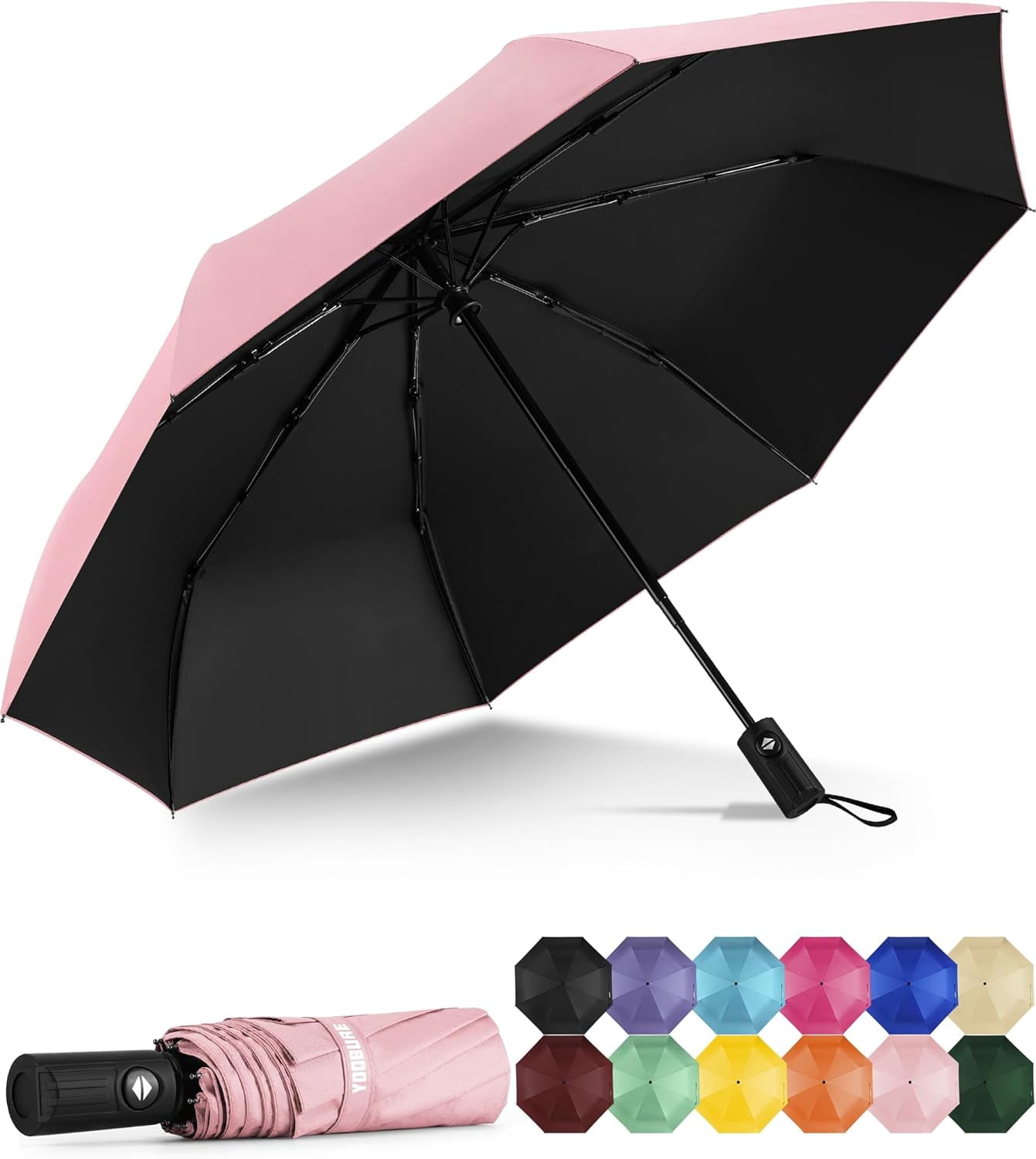 Windproof Travel Umbrella - Automatic Umbrellas for Rain, Compact Folding Umbrella with UV Protection, Lightweight Portable Design for Backpack/Walking/Car, Sun & Storm Ready