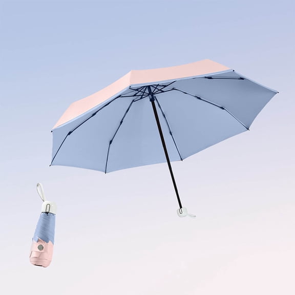 Windproof Travel Umbrella Compact Sun Shade UV Protection Foldable for Rain or Shine Outdoors(C)