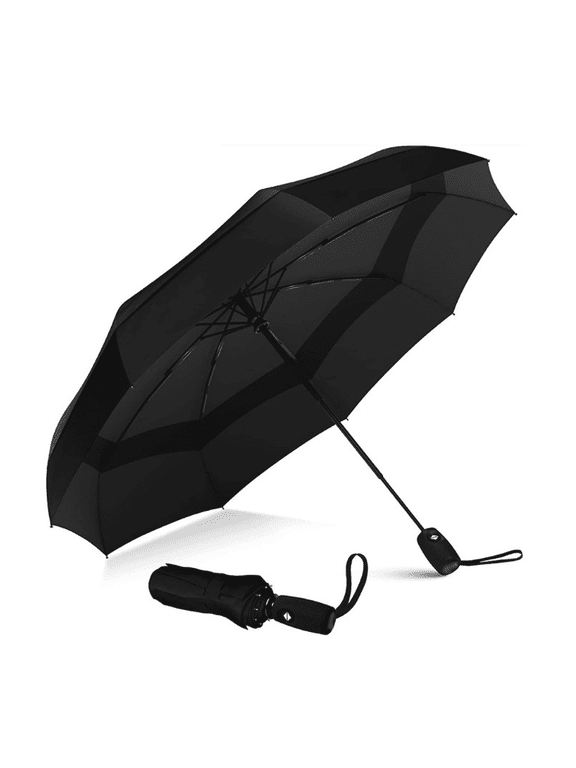 Windproof Travel Umbrella Light & Portable, Automatic Folding Compact Rain Fits Car and Backpack