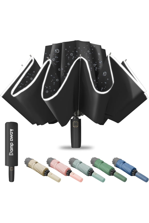 Windproof Travel Umbrella for Rain, Large Portable Reverse Folding Umbrella, Inverted Design, Compact Auto Open Close with Durable Canopy, Fits Backpack/Women Men, 45.6 Inch