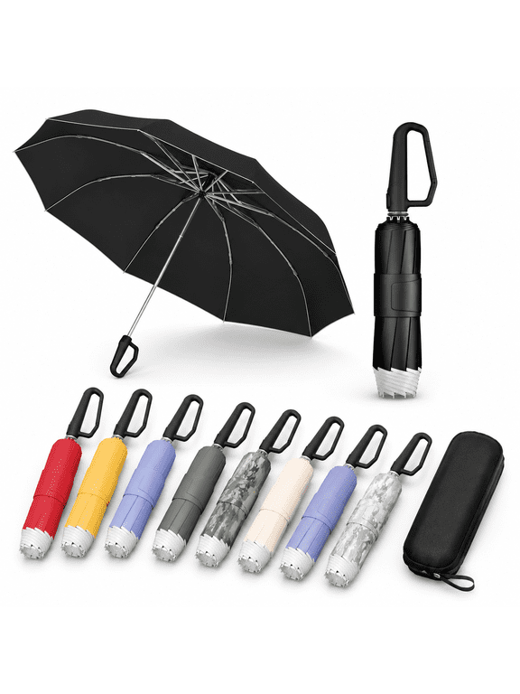 Windproof Travel Umbrella for Rain, Withstand 85MPH Winds, 52 Inch Automatic Reverse Fold Umbrellas Easy Auto Open Close, Portable Compact Umbrella Includes Cover Bag