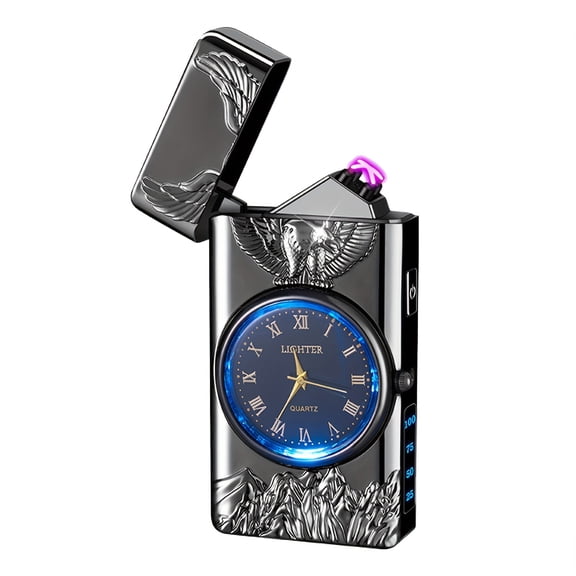 Windproof USB Rechargeable Dual Arc Plasma Lighter, LED Power Display & Touch Sensor, Relief Dragon Design, Ideal for BBQ Camping Fireworks Candles & Indoor Use