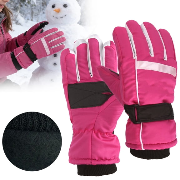 Windproof Warm Winter Ski Gloves Color Striped Unisex Cold Weather Handwear For Outdoor Skiing Cycling Activity,Winter Ski Gloves,Outdoor Cold Weather Mittens,1 Pair,Hot Pink