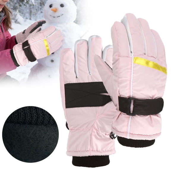 Windproof Warm Winter Ski Gloves Color Striped Unisex Cold Weather Handwear For Outdoor Skiing Cycling Activity,Winter Ski Gloves,Outdoor Cold Weather Mittens,1 Pair,Pink