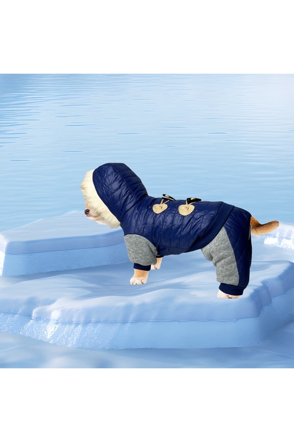 Windproof Waterproof Dog Coat, Lined Winter Jacket with Detachable Hood & Hind Legs, Warm Cold Weather Vest Apparel for Small Medium Large Dogs and Puppies