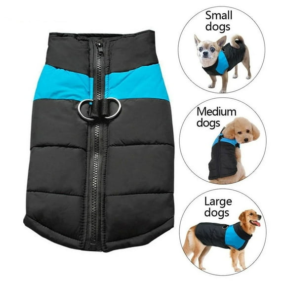 Windproof & Waterproof Dog Winter Jacket, Warm Padded Coat with Leash D-Rings & Snag-Free Zipper for Small Medium Large Dogs, Rain Snow Cold Weather