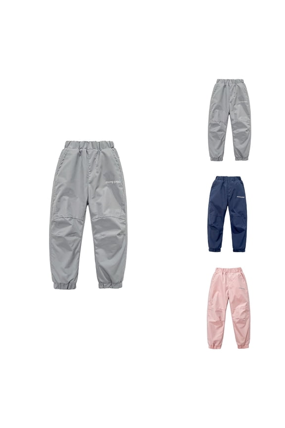 Windproof Waterproof Lined Kids Hiking Pants, Snow Ski Trousers for Boys Girls with Elastic Waist, Thickened Warm Winter Outdoor Joggers