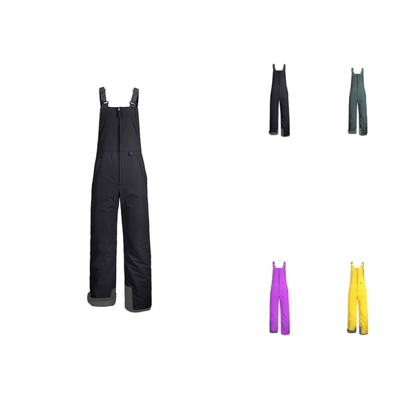 Windproof & Waterproof Insulated Ski Bib Pants for Boys and Girls – Reinforced Knees, Adjustable Waist, XL Plus Sizes, Unisex Snowboard Overalls