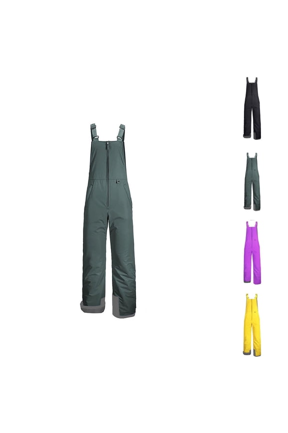 Windproof & Waterproof Insulated Ski Pants for Boys and Girls, Cargo Snowboarding Salopettes with Reinforced Knees, Adjustable Waist, XL+ Sizes — Unisex Kids Snow Bibs Overalls