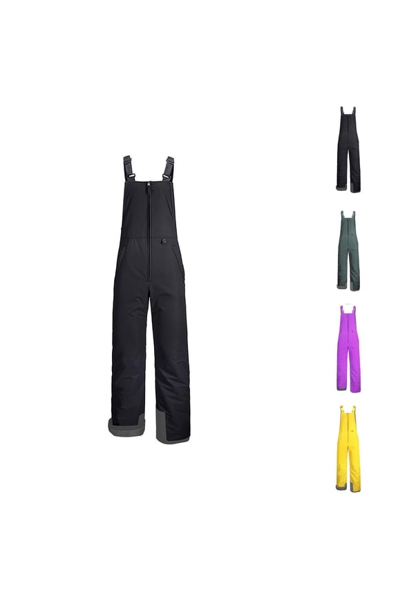 Windproof & Waterproof Insulated Ski Pants for Boys and Girls, Cargo Snowboarding Salopettes with Reinforced Knees, Adjustable Waist, XL+ Sizes — Unisex Kids Snow Bibs Overalls