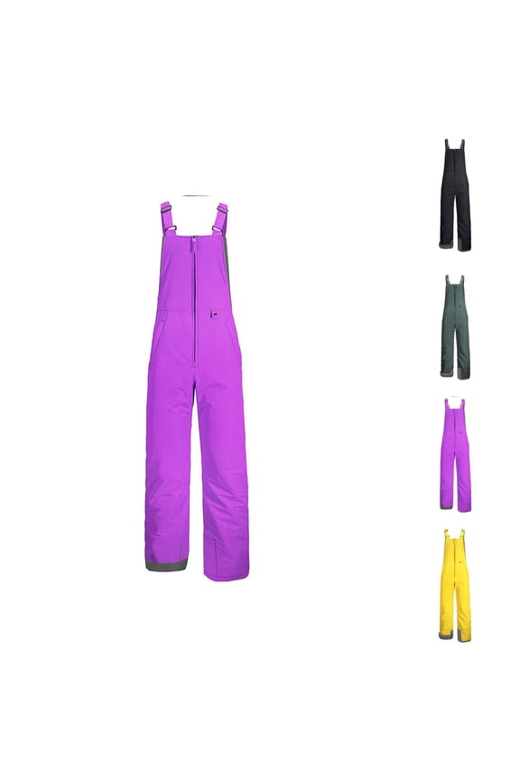 Windproof & Waterproof Insulated Ski Pants for Boys and Girls, Cargo Snowboarding Salopettes with Reinforced Knees, Adjustable Waist, XL+ Sizes — Unisex Kids Snow Bibs Overalls