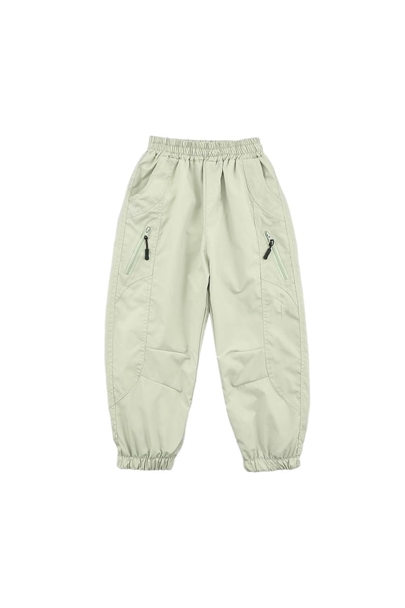 Windproof Waterproof Rain Pants for Kids, Boys Girls Hiking Skiing Softshell Trousers, Elastic Lightweight Waist Winter Thermal Snow Outdoor Joggers Play Sports Casual 3-13 Years