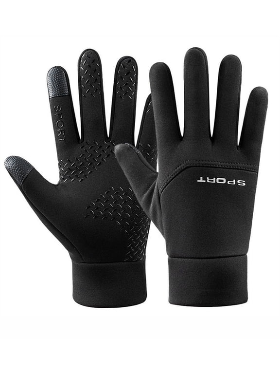 Windproof Waterproof Touch Screen Gloves for Men, Winter Thermal Driving Gloves, Non-Slip Anti-Cold Knit Mittens Hand Covers, Elastic Stretch Soft Warm Gloves for Outdoor Riding, Cycling,Black