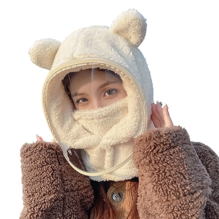 Insulated Winter Hat with Detachable Face and Neck Warmer for Adults Windproof Cold Weather