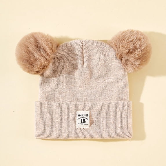 Windproof Winter Solid Color Children's Hat Beanie Hats Knitted Hats Warm Cap LIGHT KHAKI