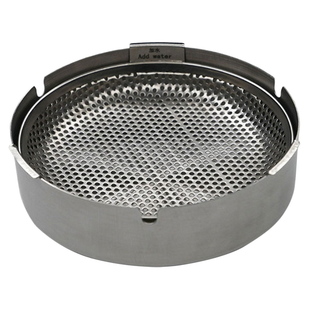 Windproof and Fly Ash Stainless Steel Ashtray Desktop Cigarette Round