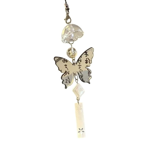 Winds Bells Phone Strap Handmade Beaded Phone Charm Unique Butterfly Pendant Present for Stylish Women and Art Lovers