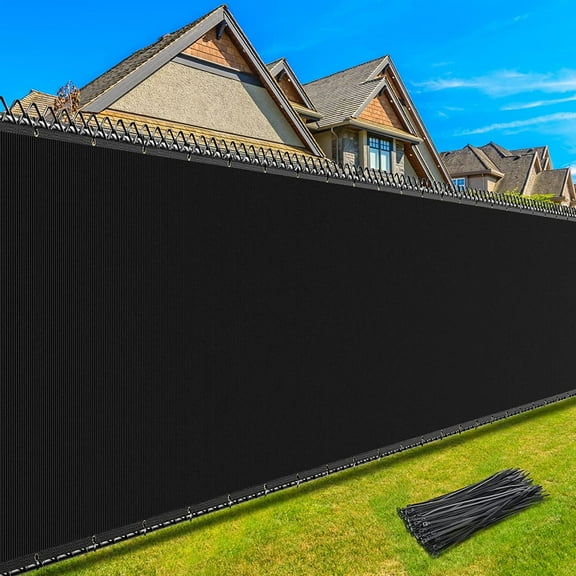 Windscreen Privacy Screen Fence Heavy Duty Fencing Mesh Shade Net Cover for Wall Garden Yard Backyard (6 ft x 50 ft, Black)