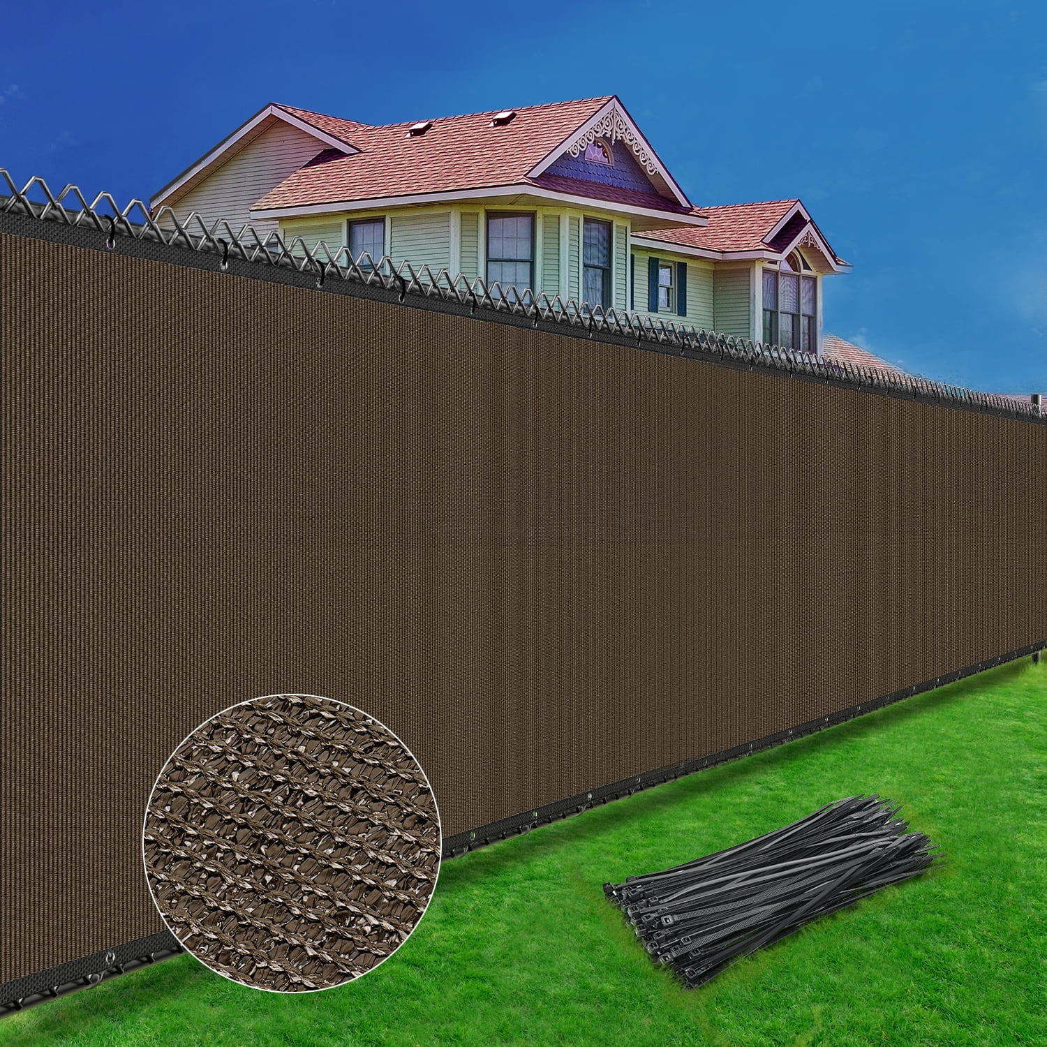 Windscreen Privacy Screen Fence Heavy Duty Fencing Mesh Shade Net Cover for Wall Garden Yard Backyard (6 ft x 50 ft, Brown)