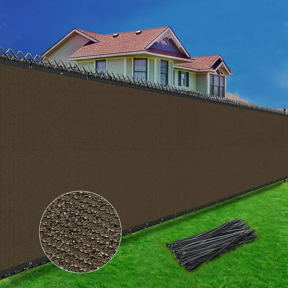 Windscreen Privacy Screen Fence Heavy Duty Fencing Mesh Shade Net Cover for Wall Garden Yard Backyard (6 ft x 50 ft, Brown)