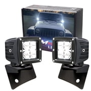 Windshield A-Pillar LED Pod Light Kit For Jeep 2007-2017 Wrangler JK, Includes 2 20W High Power LED Pod Lights & Front Windshield A-Pillar Panel Mounting Brackets