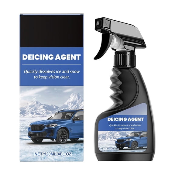 Windshield And Wiper De-icer Spray(120ml), Quickly Melts Frost And Eliminates Re-ice, Perfect For Car Windshields, Mirrors, Headlights And Doors