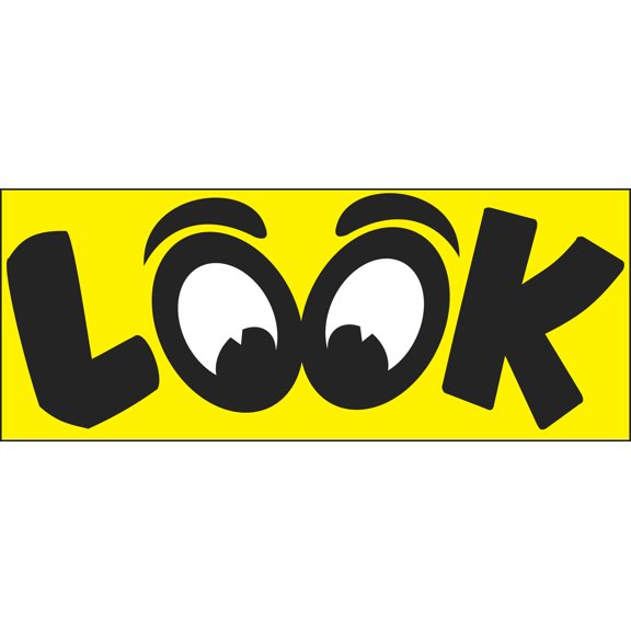 Windshield Banner With Bungee Cord - "Look" - 50L x 20H